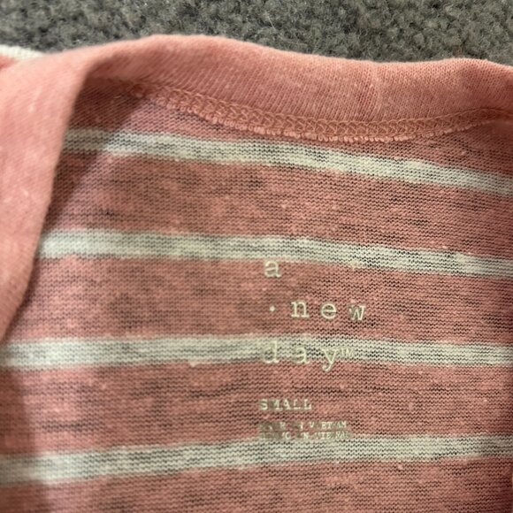 A New Day | Coral and White Striped Tank Top, size S - Picture 5 of 5